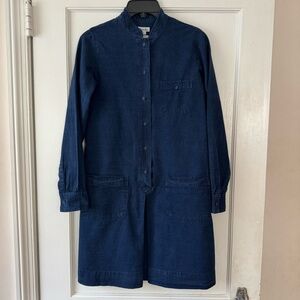 Steven Alan Indigo Dyed Shirt Dress with Front Pleat Size P (small/petite)